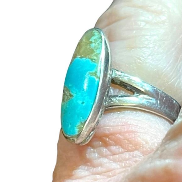 Vintage Bell Trading post oblong Torquoise sterling silver 925 ring Southwestern - Picture 4 of 9
